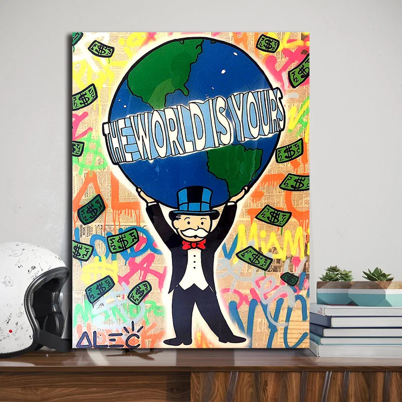 Мир — ваш Алек монополипительно современная картина на холсте масляный принт