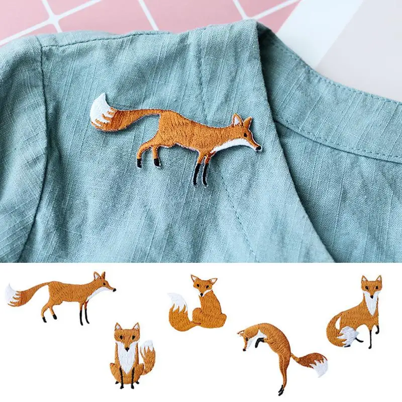

Iron On Cute DIY Applique Embroidered Embroidery Patch Sew On Bags Patch for Clothes Fox Patches Applique embroidery accessor