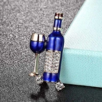 donia jewelry blue wine cup wine bottle shape brooch full crystal cloisonne enamel brooches for womens hats suit accessories