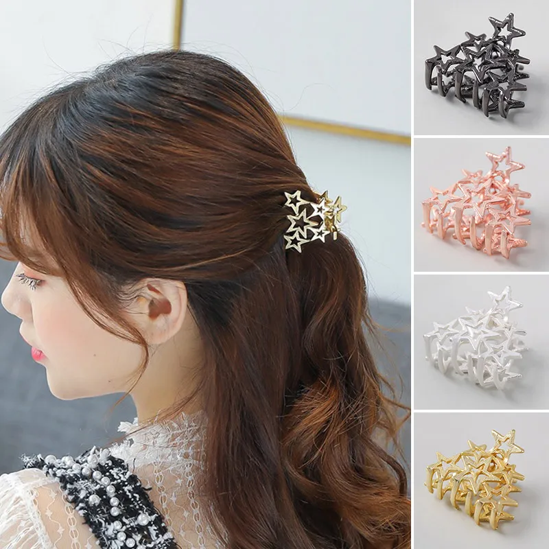 

1PC Women's Metal Hair Clips Claw Clip Retro Hollow Stars Hairpin Fashion Cute Clamp Barrette Headdress Hair Accessory for Girl