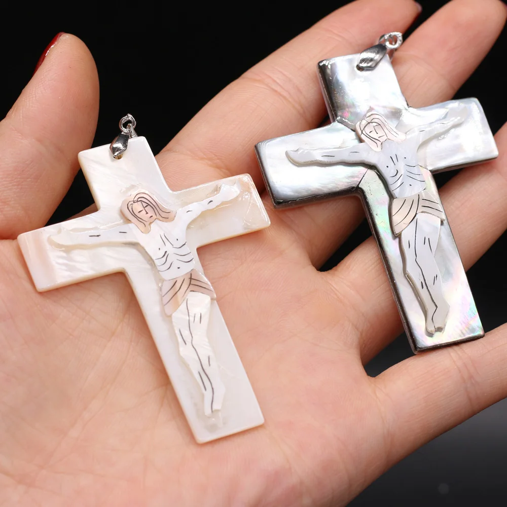 

Natural Shell Pendant Cross shape White black Mother of Pearl Exquisite charms For jewelry making DIY Necklace accessories
