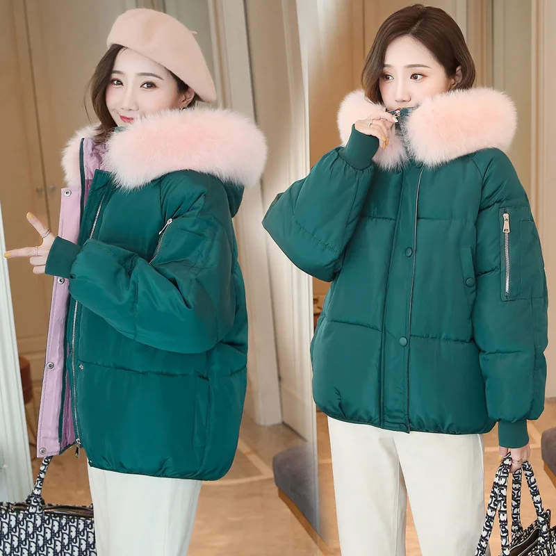 Повседневная теплая модная короткая парка для женщин 2019 однотонная стеганая
