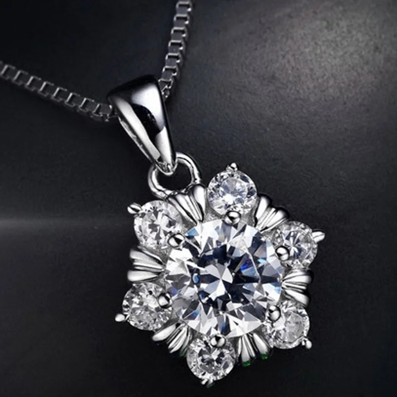 

KOFSAC Elegant 925 Sterling Silver Necklace For Women Wedding Gifts Romantic Zircon Snowflake Necklaces Lady Party Accessories