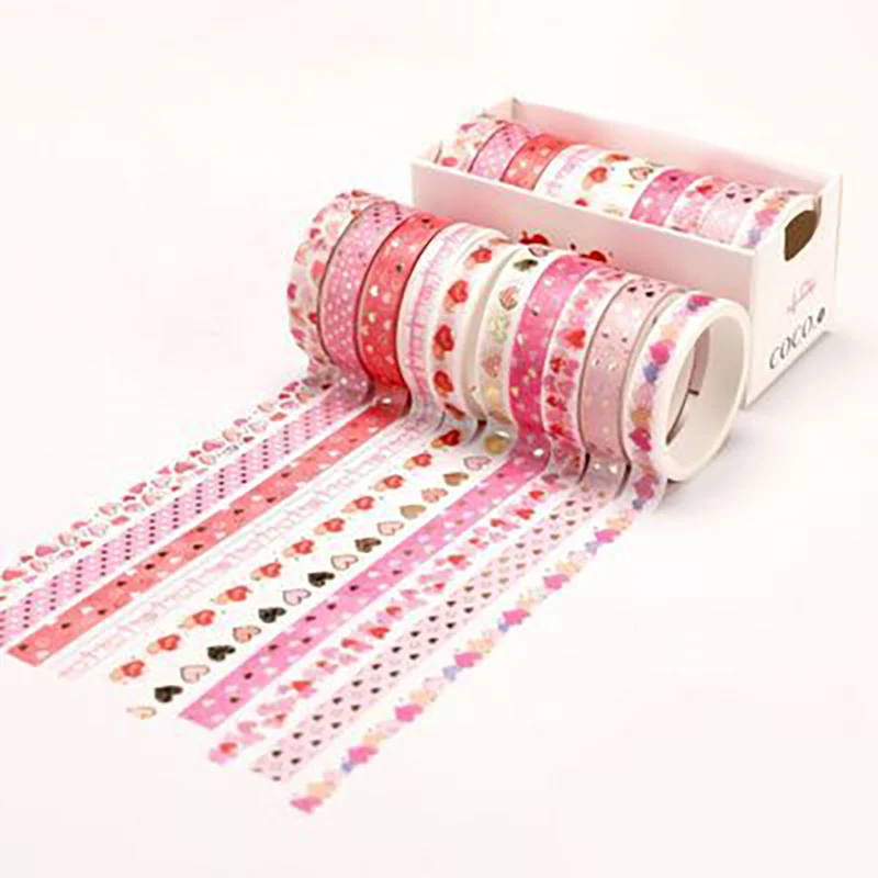 

10 Pcs/Set Bronzing Washi Tape Decoration Masking Tape Cute Decorative Adhesive Tape Sticker Scrapbooking Diary Stationery