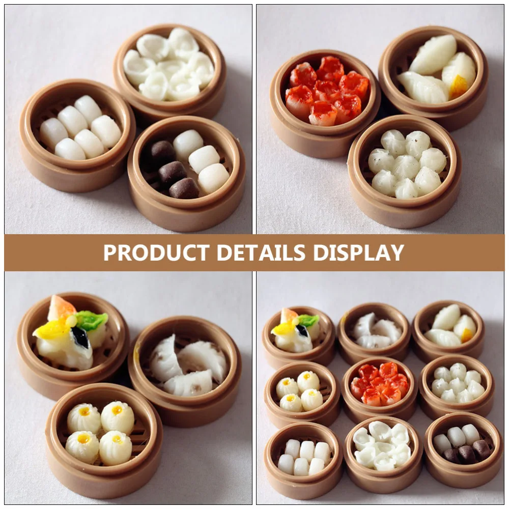 

3pcs Mini Food Models Mini Steamer Food Mini Landscape Decors Mini Scene Decors