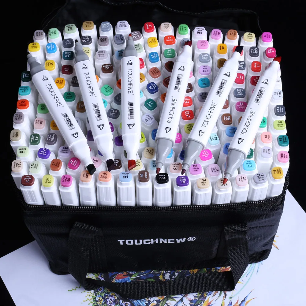 

30/40/60/80/168 Color Set Matching Art Markers Brush Pen Sketch Alcohol Based Markers Dual Head Manga Drawing Pens Art Supplies
