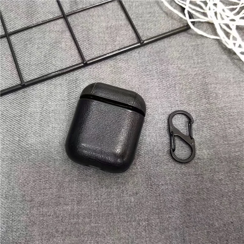 Кожаный чехол для беспроводных наушников AirPods 1 шт. с крючком из натуральной кожи |