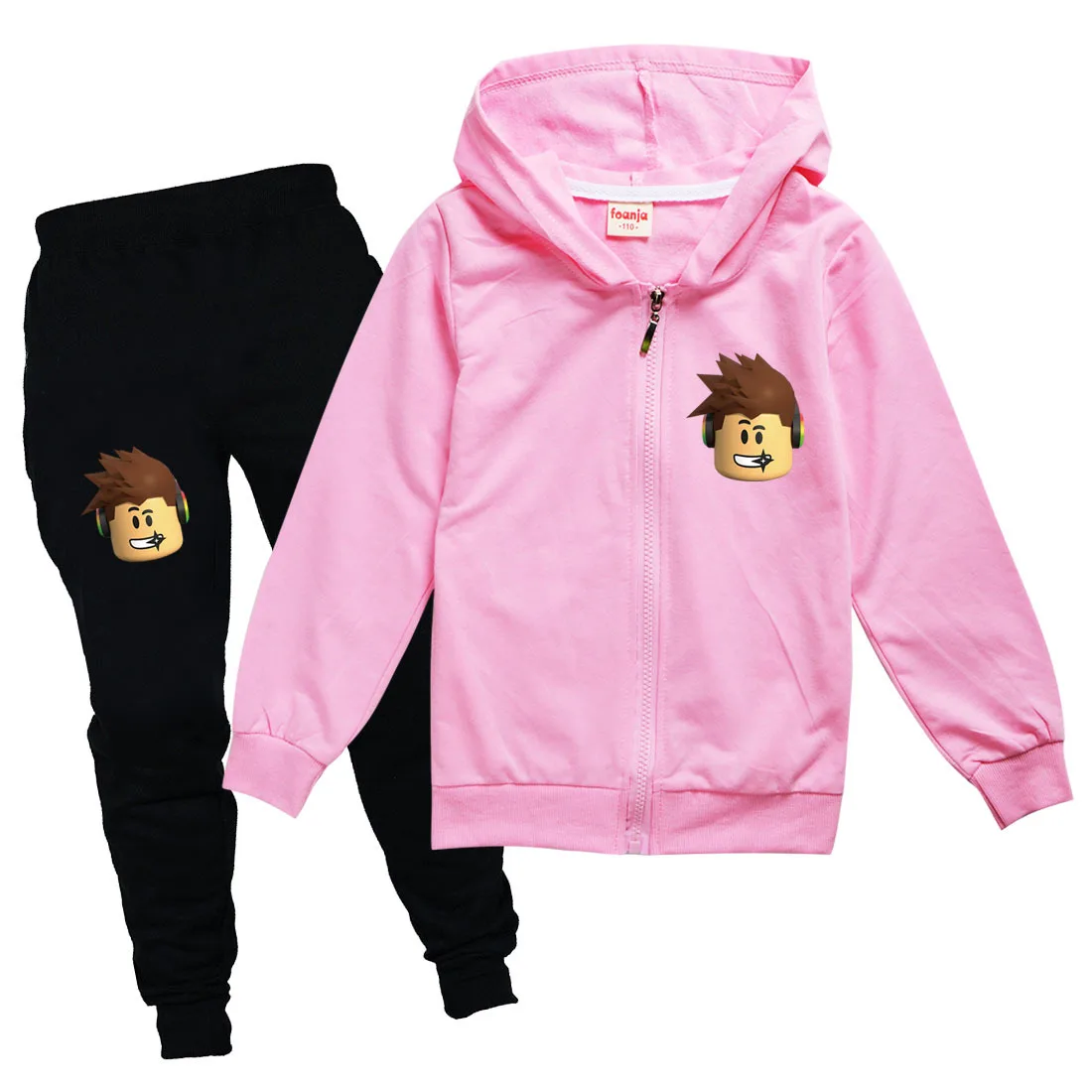 

ROBLOXING Boys Zipper Sweater Set Girls Long Sleeve Hooded Coat Jogger Children's Fall Casual Loose Sport Cardigan Sweatshirt