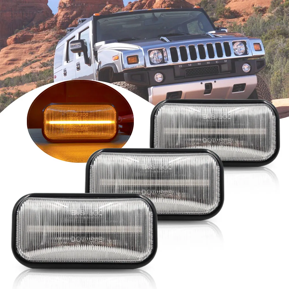 

3X Clear светодиодный Hummer H2 03-09 H2 SUT 05-09, светодиодная лампа для габарисветильник огней на крыше кабины, светодиодные лампы с Янтарной прозрачной линзой, передняя