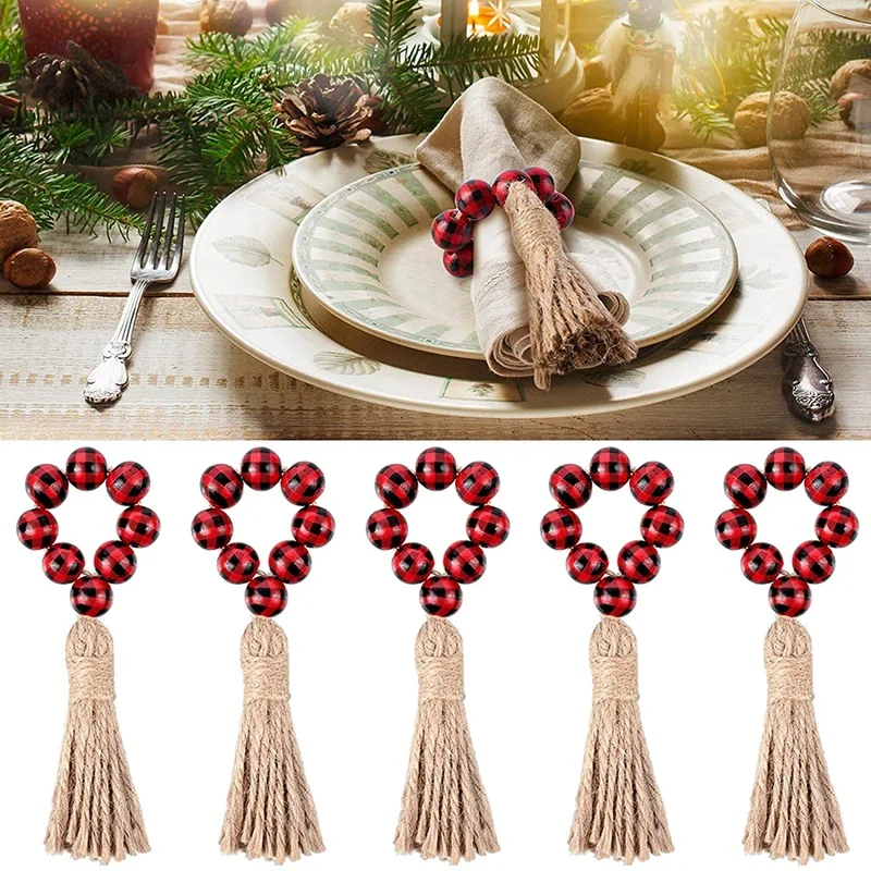 6 шт. деревянные кольца для салфеток с бахромой | Дом и сад