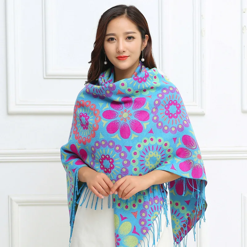 

Scarf Shawl Dual Use Thick Female Spring And Autumn And Winter Bandana Cultural Wool-like Fabric Knitted Scarf Warm Scarf