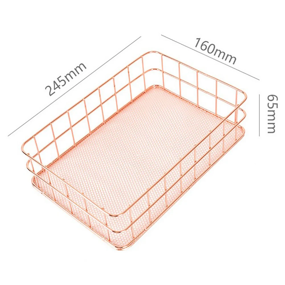 Железная корзина органайзер для косметики в скандинавском стиле цвета розового