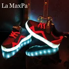 Светящиеся кроссовки для мальчиков, дышащие кеды со светодиодной подсветкой, зарядка через USB, легкие кеды