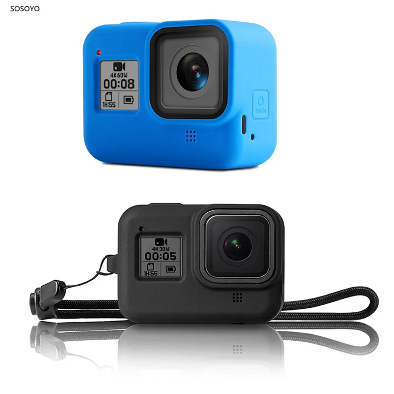 Мягкий силиконовый чехол защитный + шнурок для экшн камеры Gopro Hero 8 Black