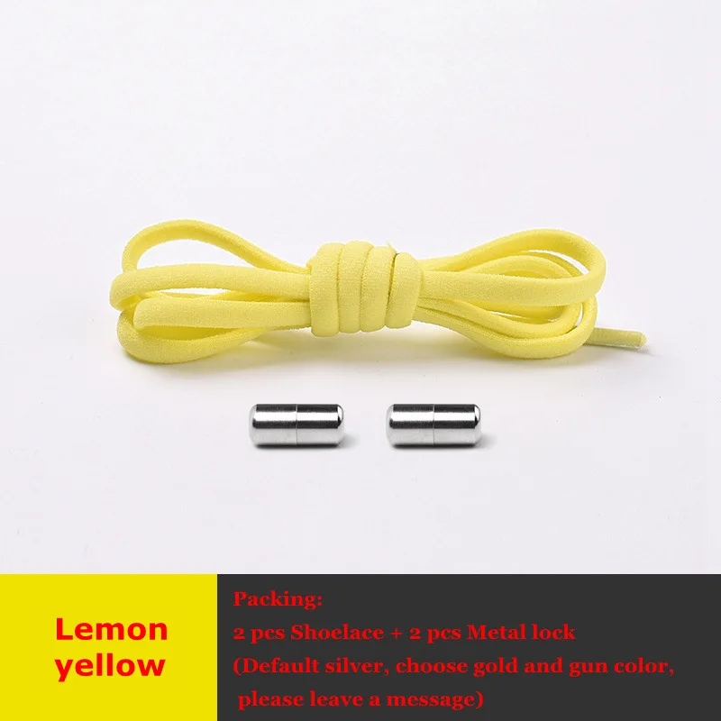 Lemon yellow 19 цветов шнурки для обуви без завязок эластичные шнурки для детей и взрослых полукруглые шнурки с быстрым замком кроссовки для отдыха ленивые шнурки 1 пара - Цвет: Lemon yellow
