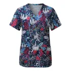 Униформа медсестры с V-образным вырезом, топы с животным принтом для здоровья, Женский Повседневный Топ с коротким рукавом, рубашка, блузка, комбинезоны, медсестра A50