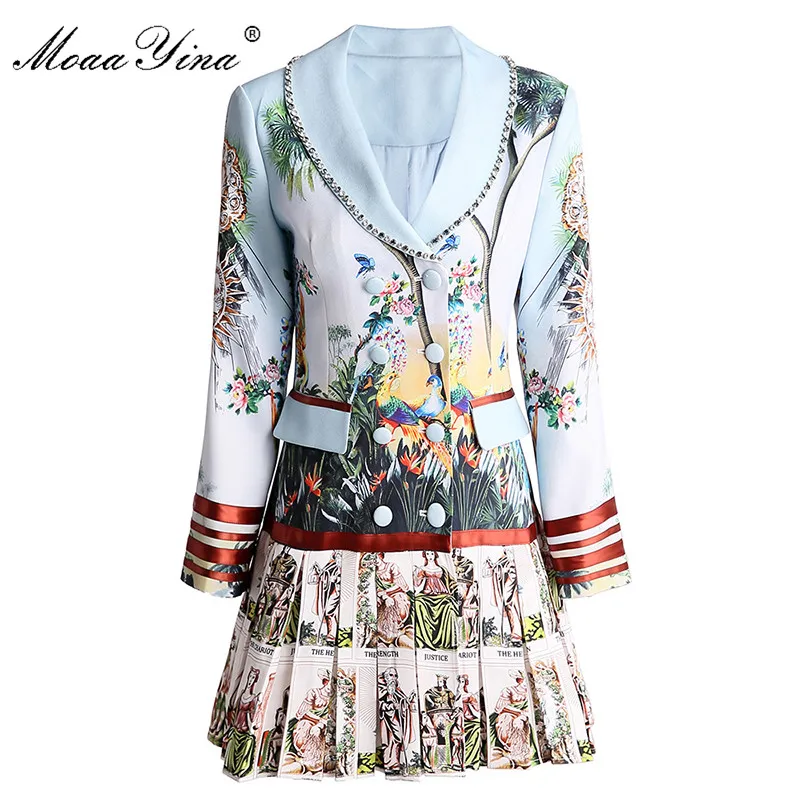 MoaaYina модное дизайнерское платье весна-осень женское с длинным рукавом принтом из