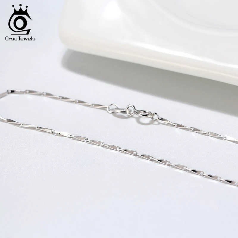 ORSA JEWELS 925 серебристый 1 мм витая Цепочка ожерелья для женщин и мужчин размер 18