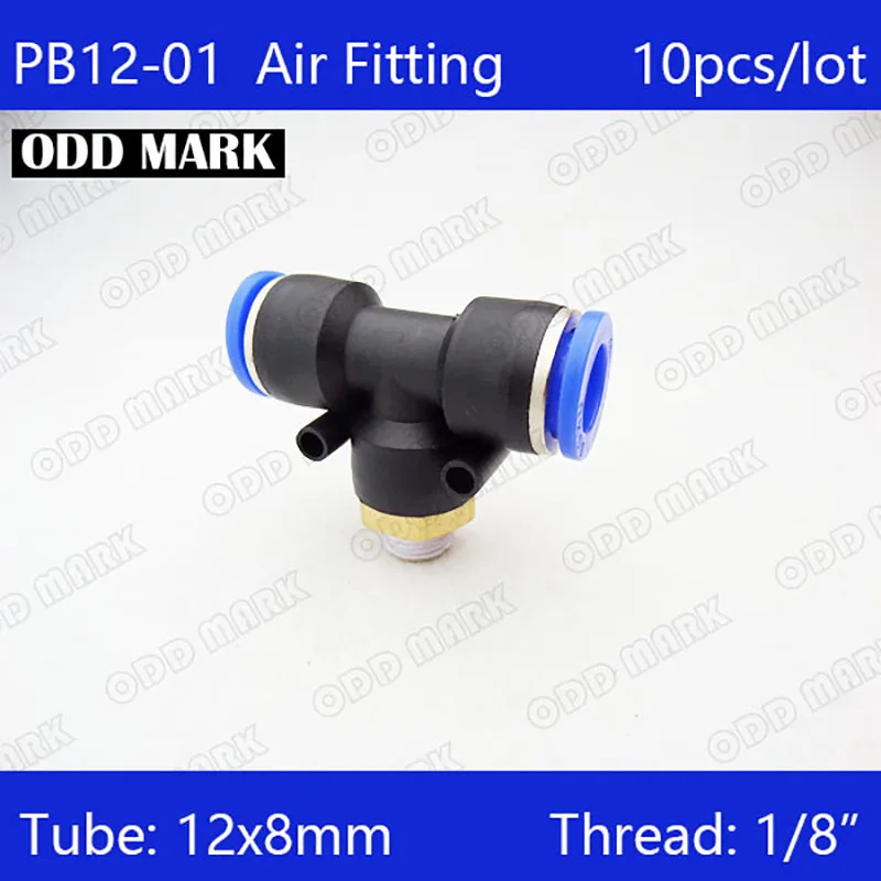 

PB12-01 Free shipping HIGH QUALITY 10Pcs Pneumatic 1/8" Male Thread 12mm Push In Quick Fittings T Connectors