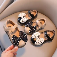 kids girl shoes soft leather princess school children shoes black beige anti slip lace bow baby toddler girl shoes free shipping