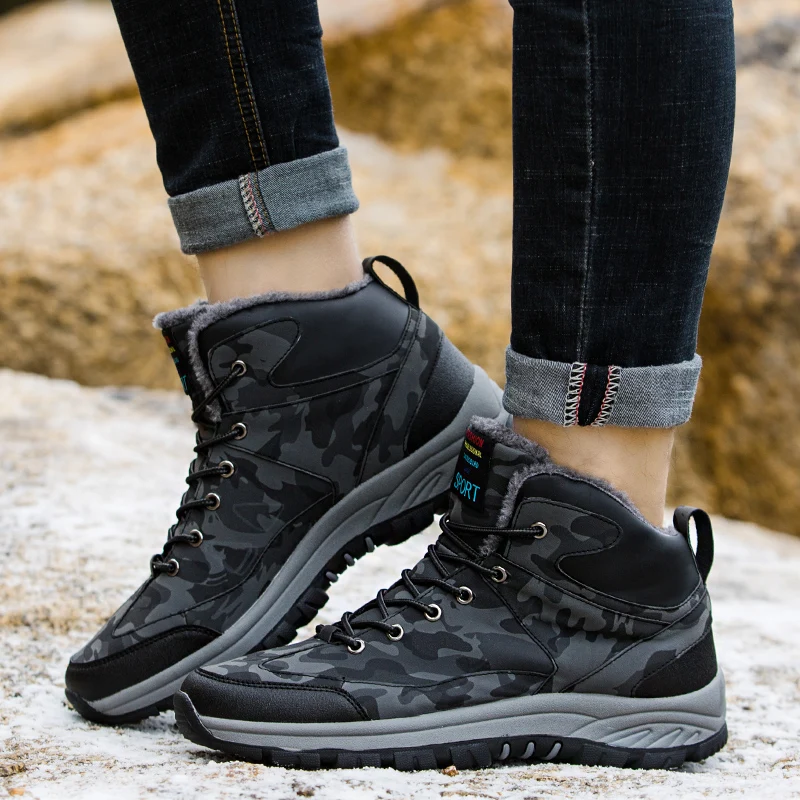 Зимний Теплый плюш тактических видов спорта Для мужчин Обувь на плоской подошве