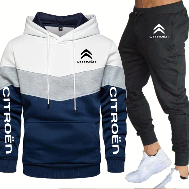 

Толстовка мужская с принтом автомобиля Citroen, свитшот с капюшоном и брюки для спорта, комбинированная, хлопок, 2 предмета, весна-осень