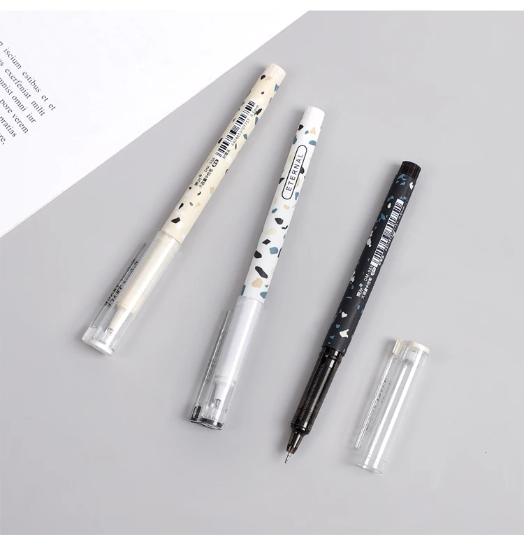 JIANWU 3pcs/set Simple lovely Large Capacity Gel Pen Quick-drying Neutral Pen for student black ink pen kawaii school supplies