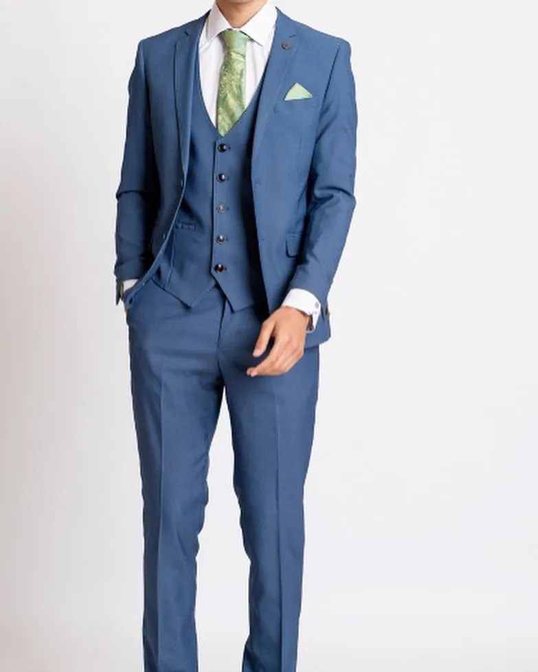 

Tailor-Made Suits Fashion Wedding Suit For Men Bule Slim Fit 3 Piece Custom Made Formal Best Man Party Tuxedo Set