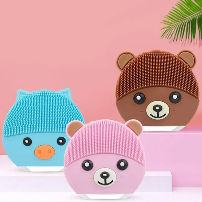 Милый медведь Электрический Силиконовые очищающее средство для лица вибрации USB