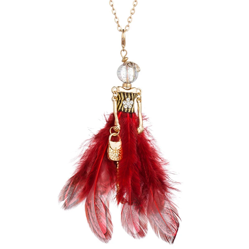 HOCOLE модные длинные куклы Цепочки Кулон ожерелье s ручной работы шляпа крыло