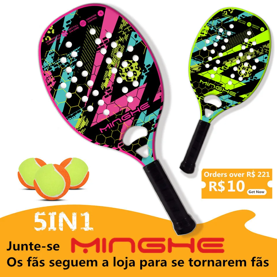 

MINGHE Beach board tennis racket carbon fiber EVA foam core lightweight tennis racket simple carbon fiber beach racket