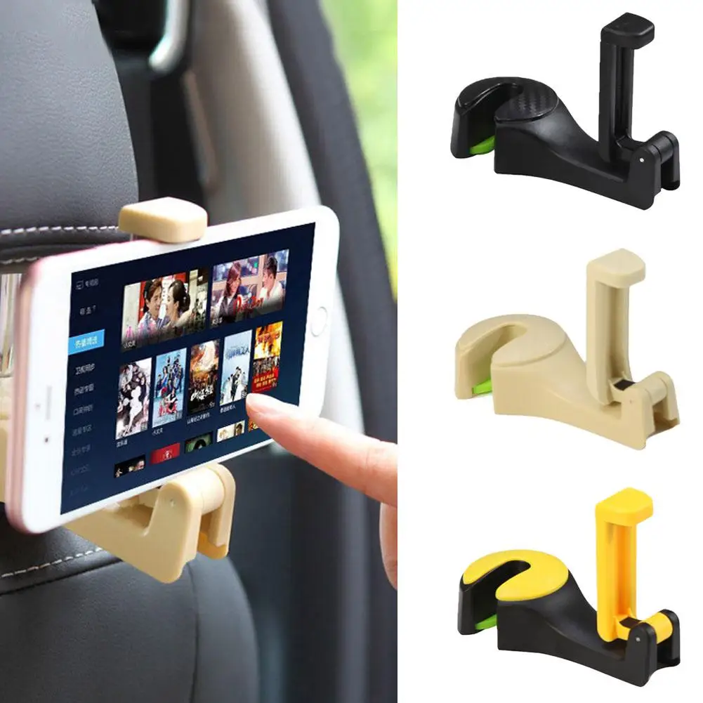 

2 in 1 Car Backseat Headrest Phone Holder Folding Hanger Mount for Cellphone