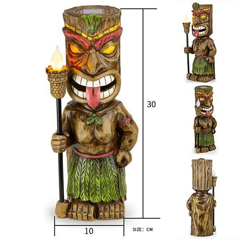 

New Outdoor Solar Mayan Ornaments with Torch Resin Mayan Cultural Charm Crafts for Home Garden Courtyard
