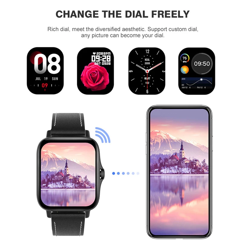 

LIGE Bluetooth Call Smart Watch 1.69 Inch Heart Rate Blood Pressure Fitness Tracker IP67 Waterproof Smartwatch For Android IOS