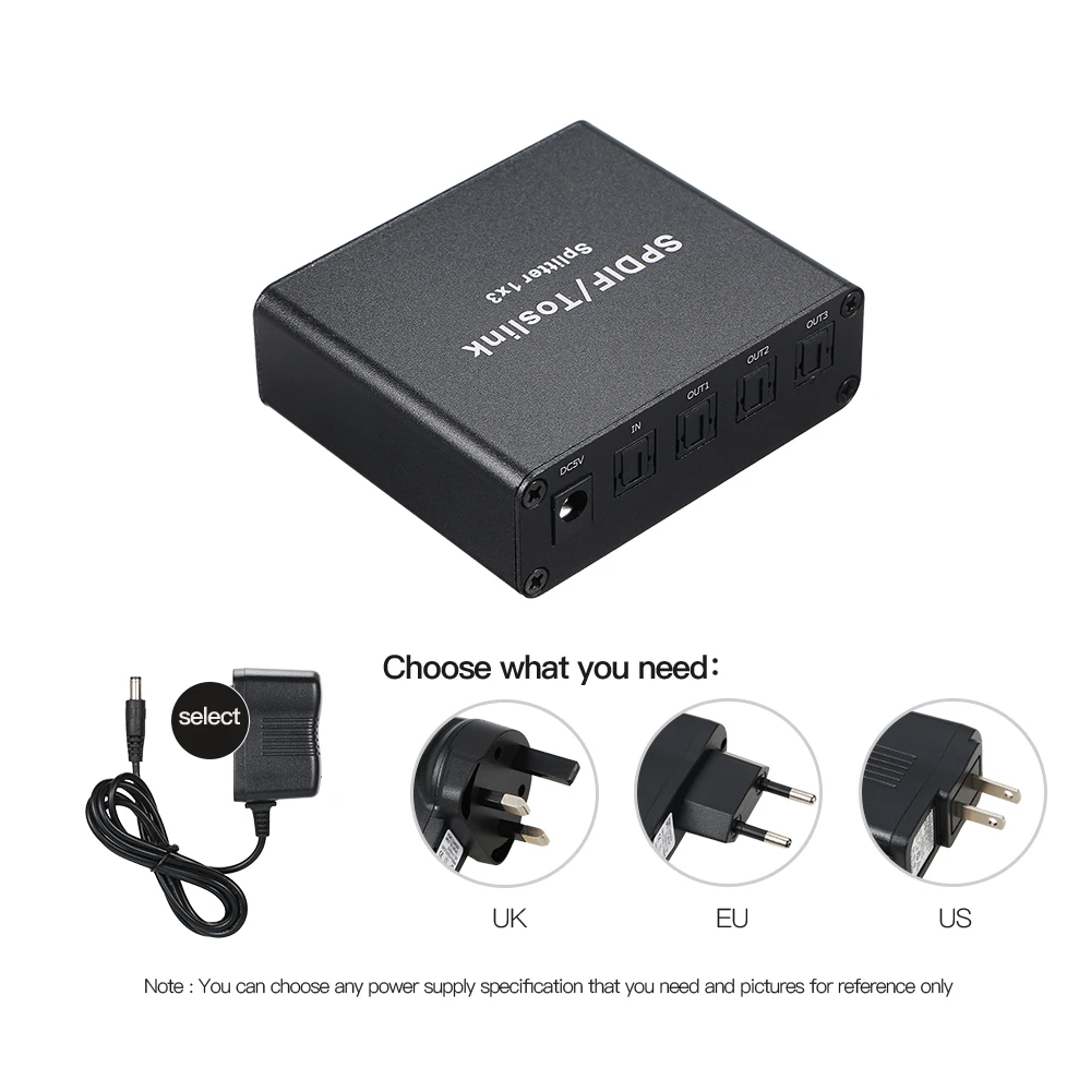 SPDIF Toslink Цифровой оптический аудио сплиттер 1x3 адаптер 1 вход на 3 выход с адаптером