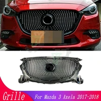 gtdiamondhoneycomb sport style front bumper upper grille racing grill for mazda 3 axela 2017 2018 car accessory with emblem