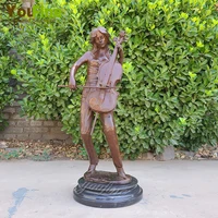 large bronze sculpture music woman art statues cello player bronze sculpture with marble base home decoration collect crafts