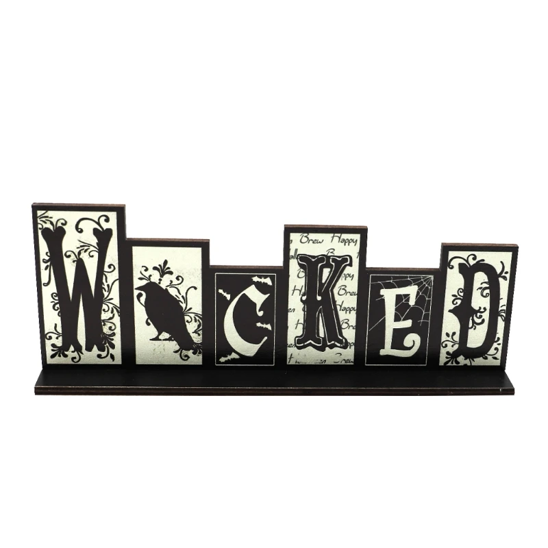 Ворона паутина на Хэллоуин деревянные настольные украшения креативный Декор для