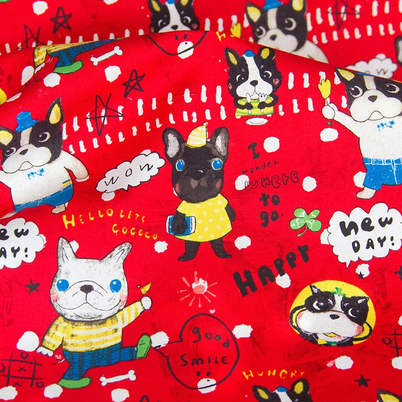 Японская оксфордская хлопковая ткань Лоскутная Ткань бульдог А | Дом и сад