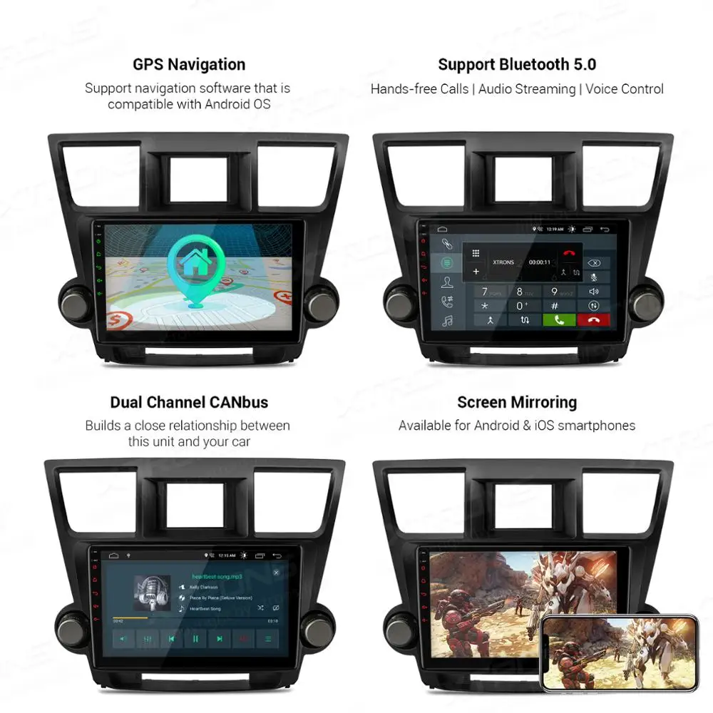 XTRONS 10 1 &quotAndroid 0 автомобильная стереосистема радио плеер DSP GPS OBD для Toyota Highlander 2008 2009