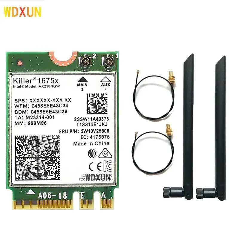 Intel AX210 Killer AX1675x Wi-Fi 6E 802.11AX  2, 4  5  6  5374 / Bluetooth 5, 2 M.2 NGFF wifi