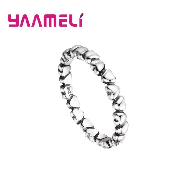 

Romantic 925 Sterling Silver Sweet Heart Finger Rings For Women Wedding Engagement Anniversary Party Gift Jewelry Female
