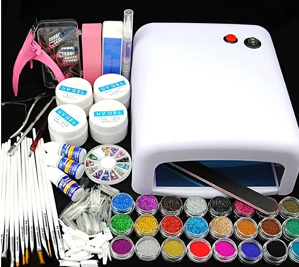 Ультрафиолетовая лампа для маникюра с розовыми УФ гелями набор нейл арта Pinceaux