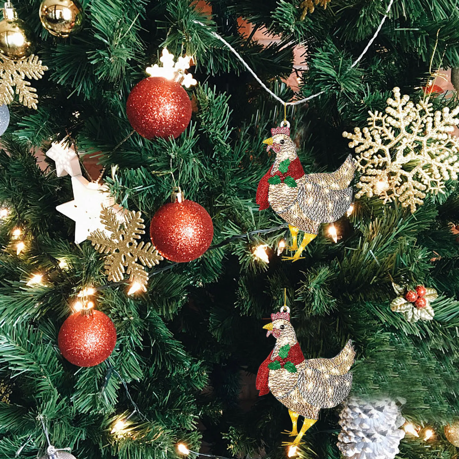 

Светильник ящиеся светодиодсветодиодный фонарики для курицы, семейные знаки, подвеска на рождественскую елку для улицы, сада, двора, газона...