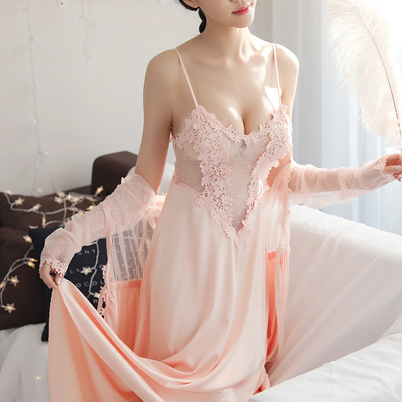 Женское ночное белье зеленое кружевное длинное платье принцессы Элегантная