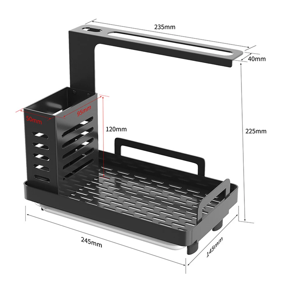 

Stainless Steel Kitchen Sink Caddy Organizer Sponge Soap Brush Steel Wire Ball Holder With Drain Pan Premium Kitchen Drying Rack