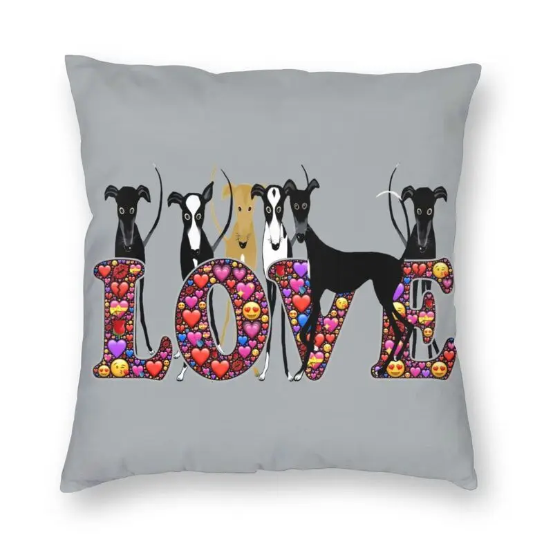 

Love Hounds Pillow Case Home Decorative Luxury Greyhound Whippet Sighthound Dog Cushions Cover For Sofa Square Pillowcase