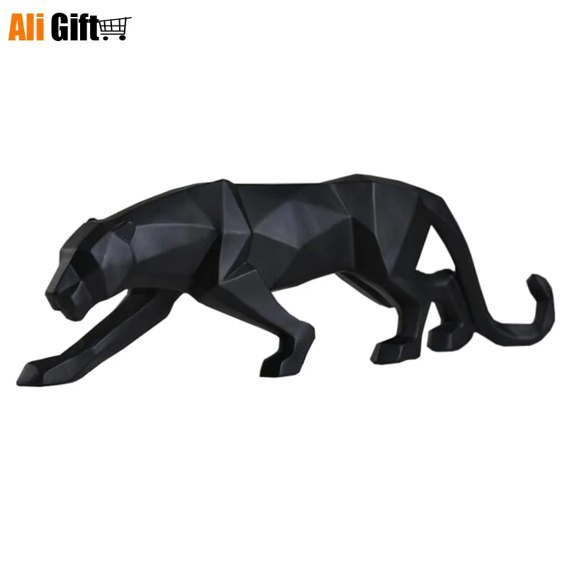 

Modern Abstract Black Panther Sculpture Geometric Resin Leopard Statue Wildlife Decor Gift Craft Ornament Accessories Furnishing