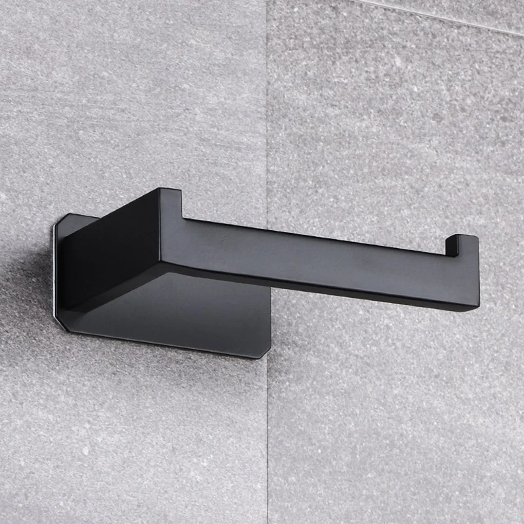 

Stainless Steel Toilet Roll Holder Self Adhesive In Bathroom Tissue Paper Holder Black Finish,Easy Installation No Screw
