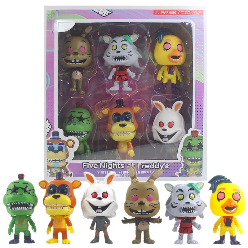6 шт./компл. игра FNAF пять ночей полуночная игрушка кошмар Fazbear экшн-фигурка детский